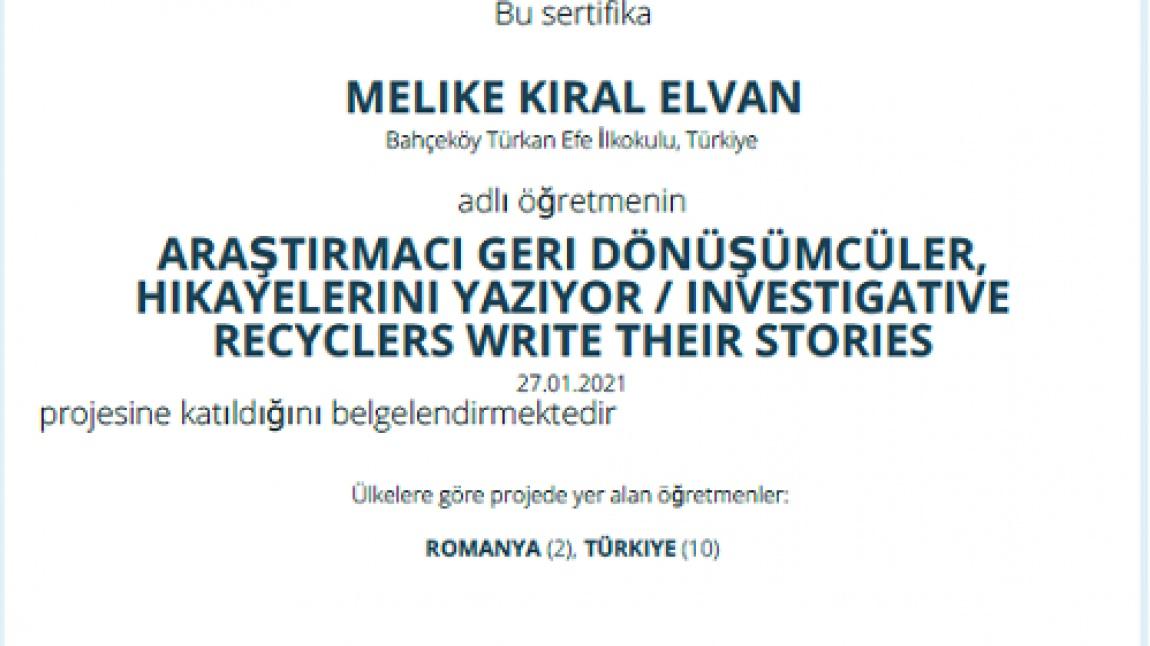 ''Araştırmacı Geri Dönüşümcüler Hikayelerini Yazıyor / Researcher Writes Recyclers Stories ''  eTwining Projesi